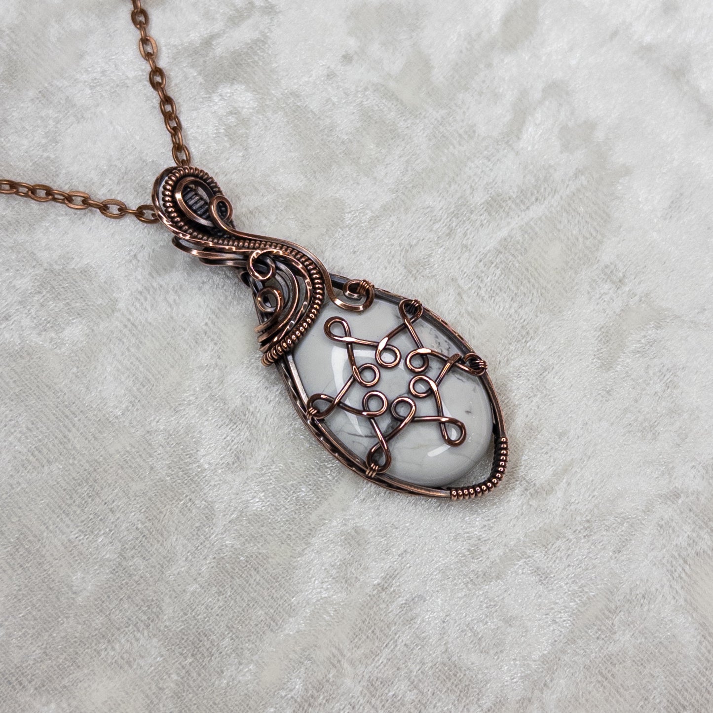 Howlite Snowflake Antiqued Copper Pendant - A