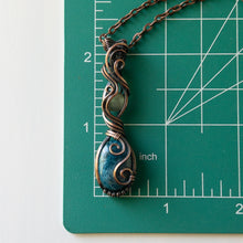 Load image into Gallery viewer, Blue Apatite &amp; Labradorite Copper Wrapped Pendant
