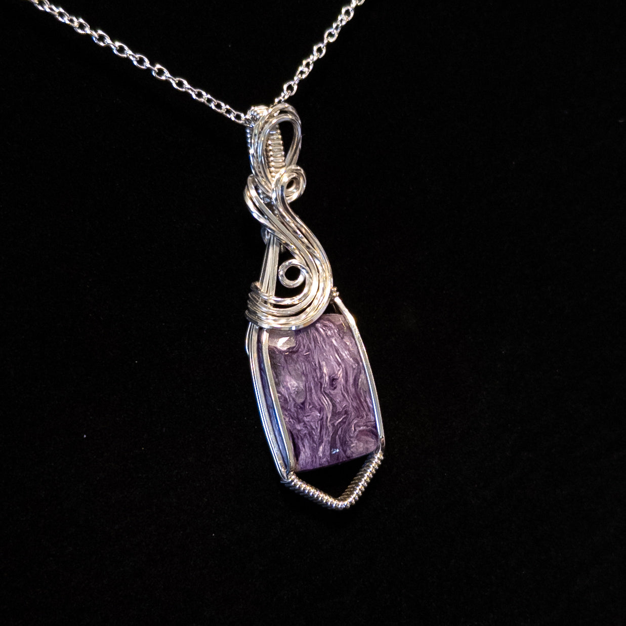 Charoite .925 Sterling Silver Pendant