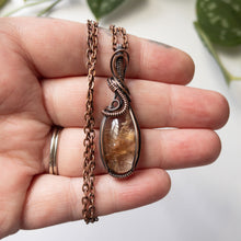 Load image into Gallery viewer, Gold Rutilated Quartz &amp; Copper Wrapped Pendant
