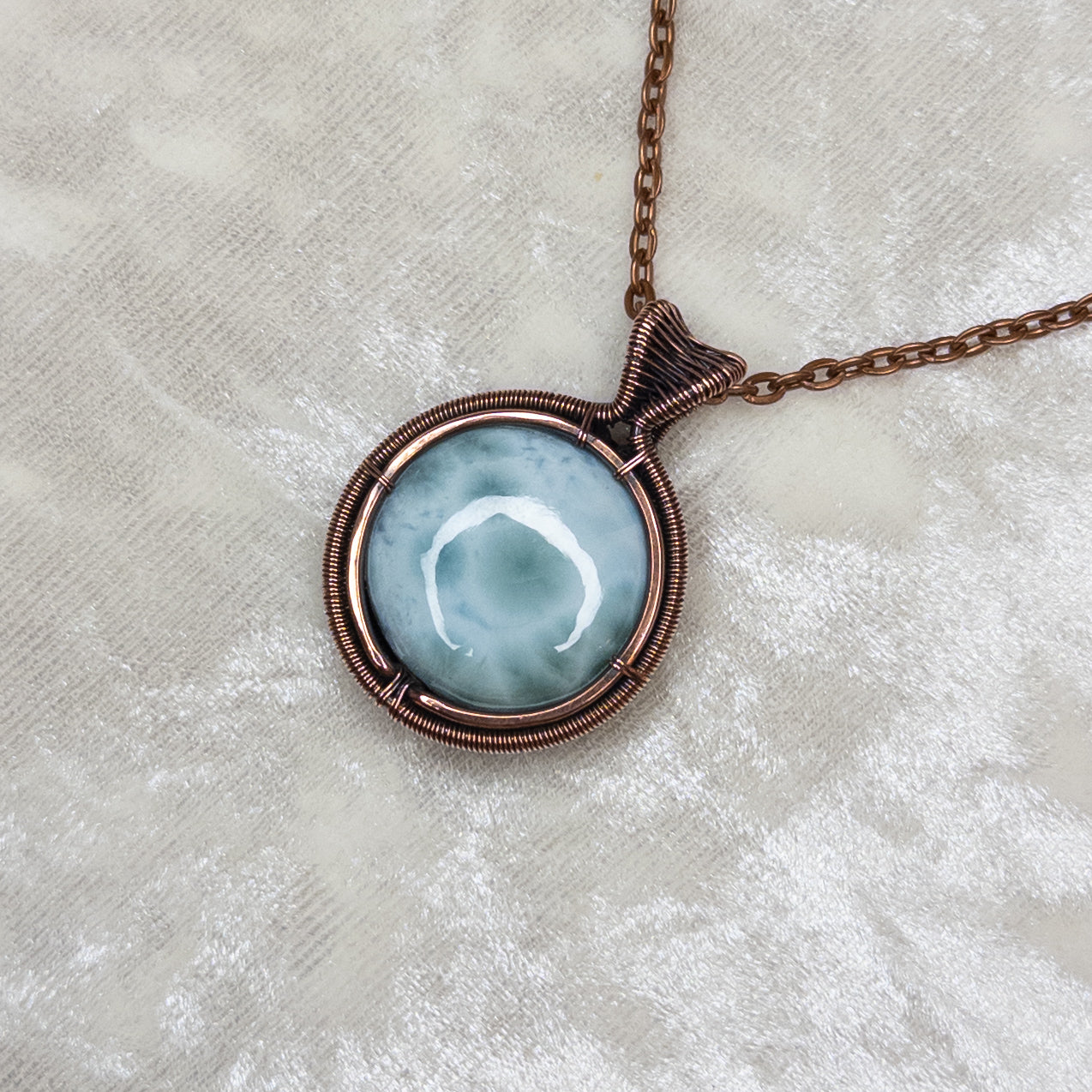 Larimar Antiqued Copper Medallion Pendant