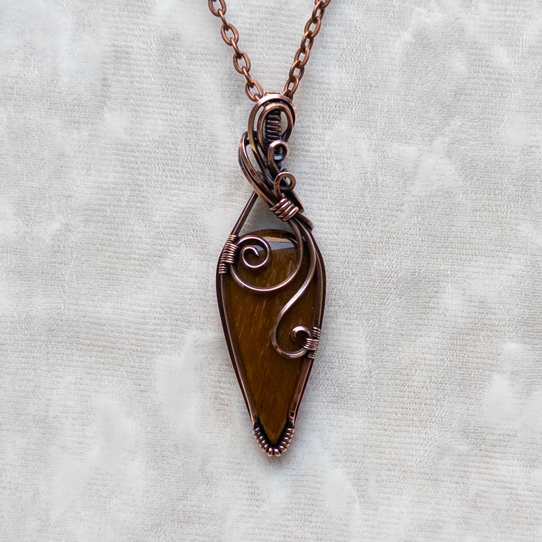 Tiger’s Eye Antiqued Copper Pendant