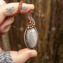 Load image into Gallery viewer, Silver Sheen Obsidian Copper Wrapped Pendant
