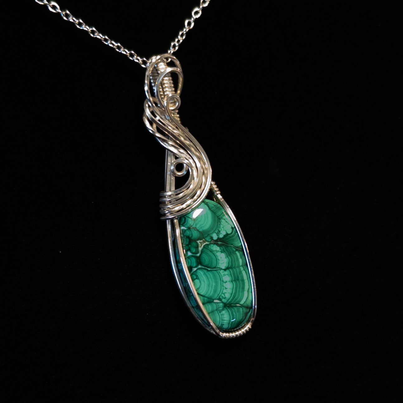 Malachite .925 Sterling Silver Pendant