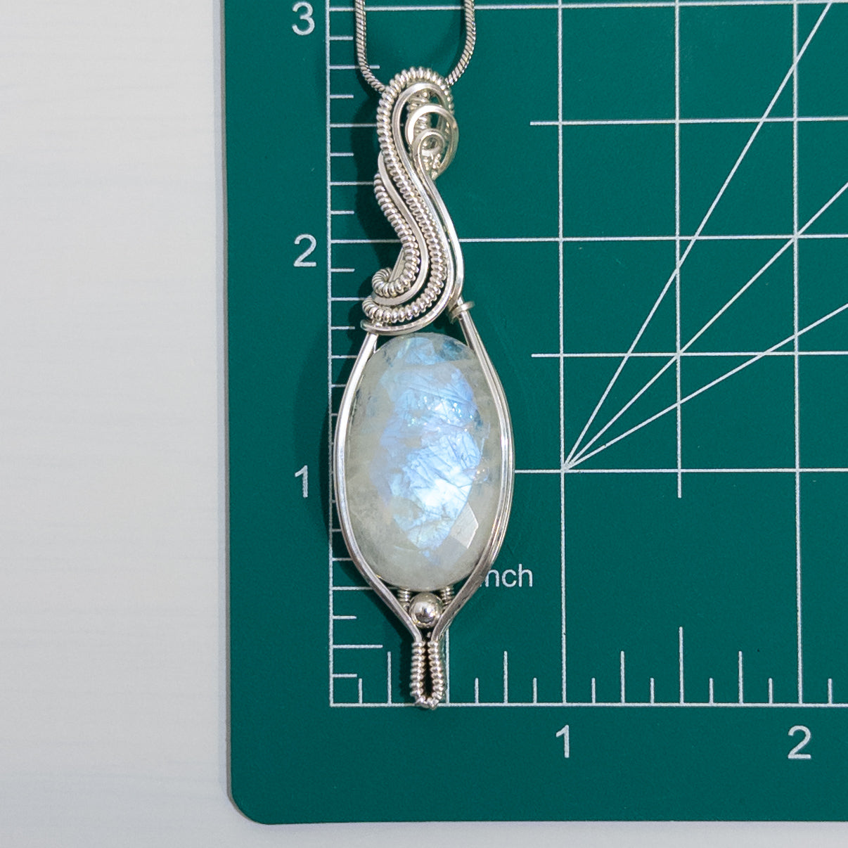 Rose Cut Rainbow Moonstone Sterling Silver Pendant