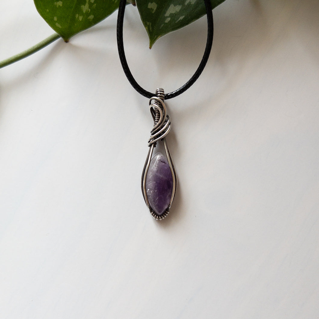 Amethyst & Sterling Silver Wrapped Pendant