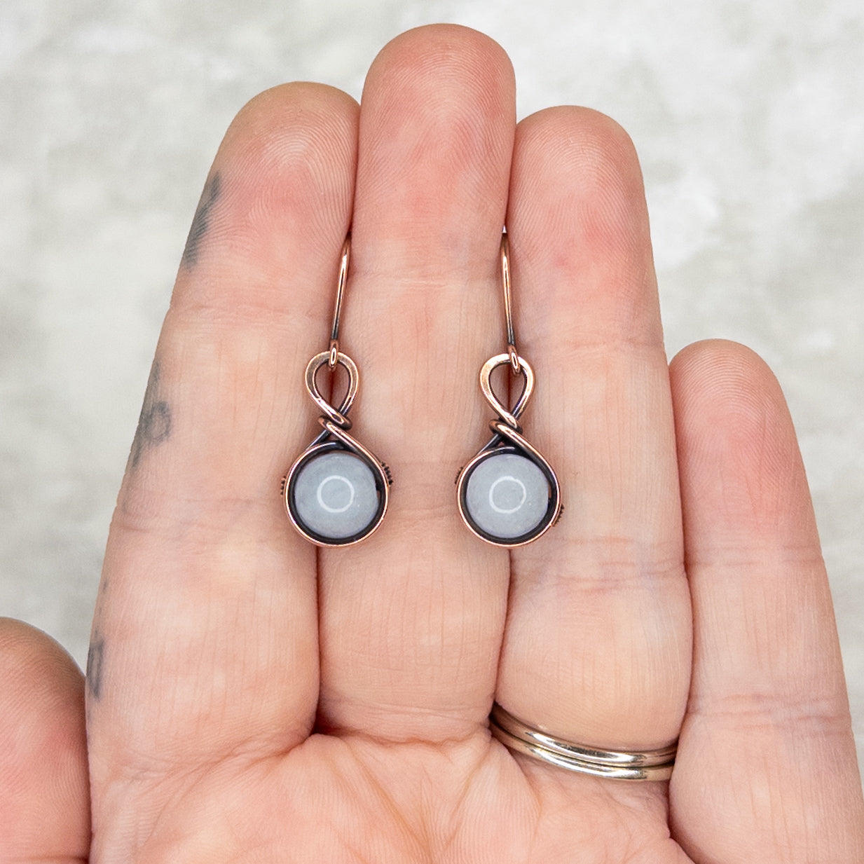 Aquamarine Antiqued Copper Earrings