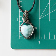 Load image into Gallery viewer, Larimar Heart &amp; Sterling Silver Wrapped Pendant
