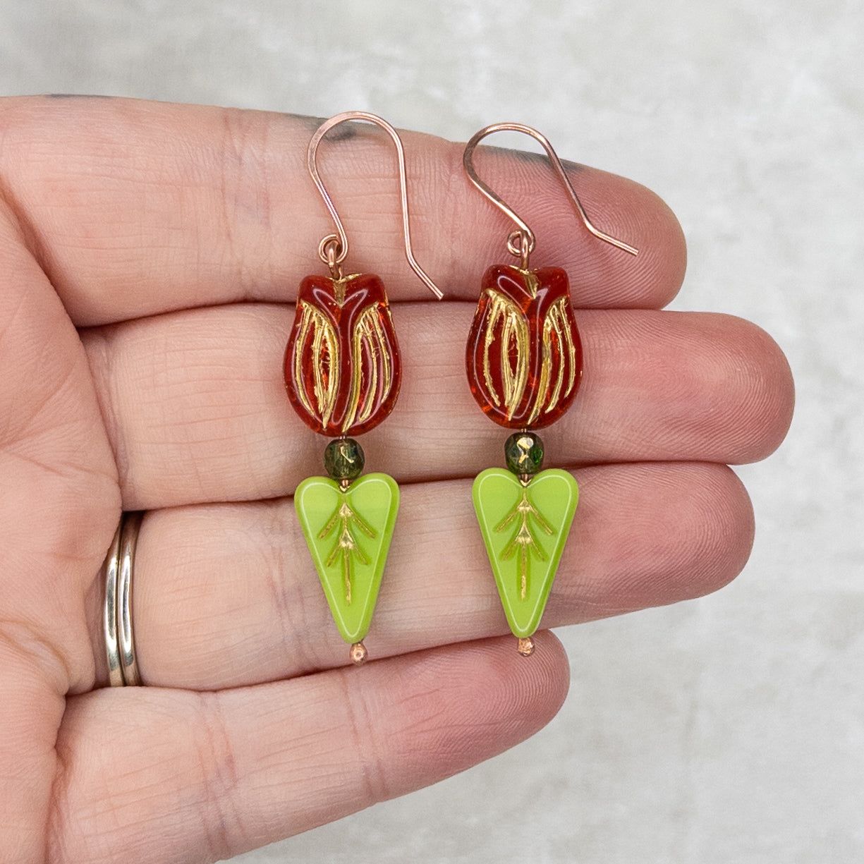 Tulip Earrings - Czech Glass Beads