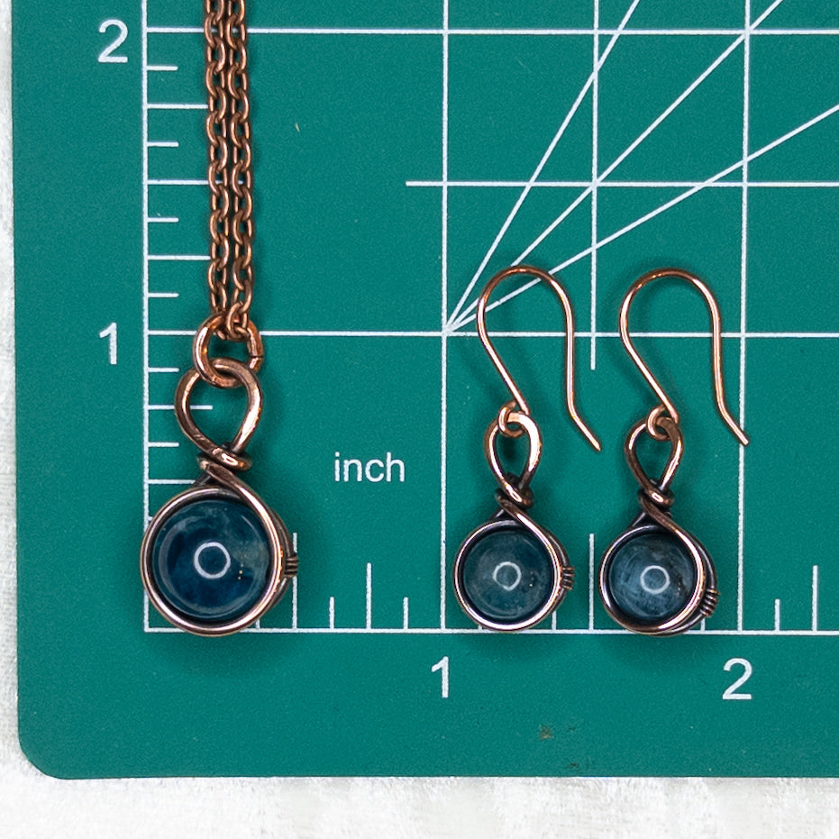 Drops of Apatite Antiqued Copper Pendant & Earrings Set