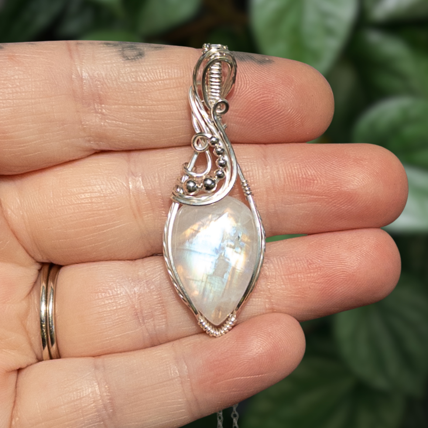 Rainbow Moonstone .925 Sterling Silver Pendant