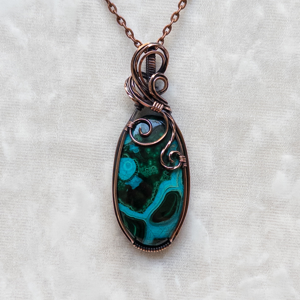 Malacholla Antiqued Copper Pendant