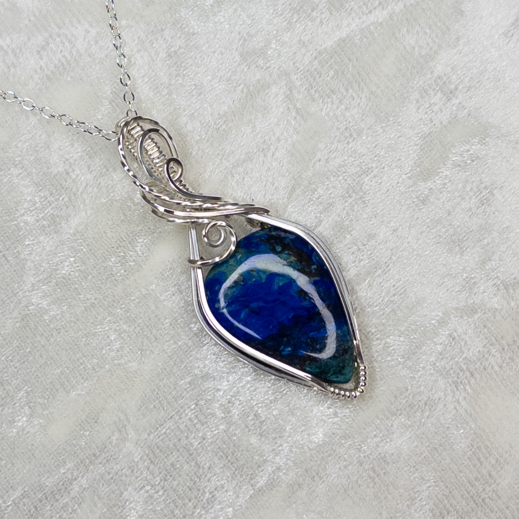 Moroccan Azurite & Malachite Sterling Silver Pendant