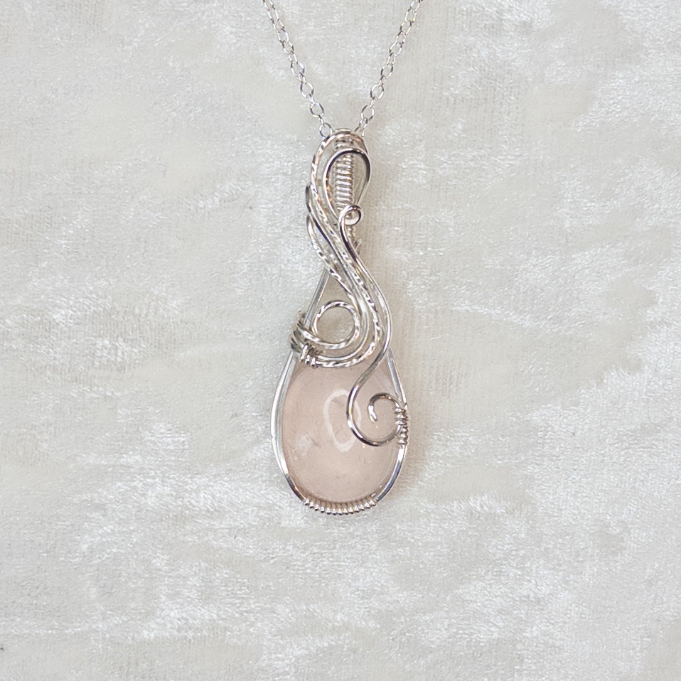 Rose Quartz .925 Sterling Silver Pendant