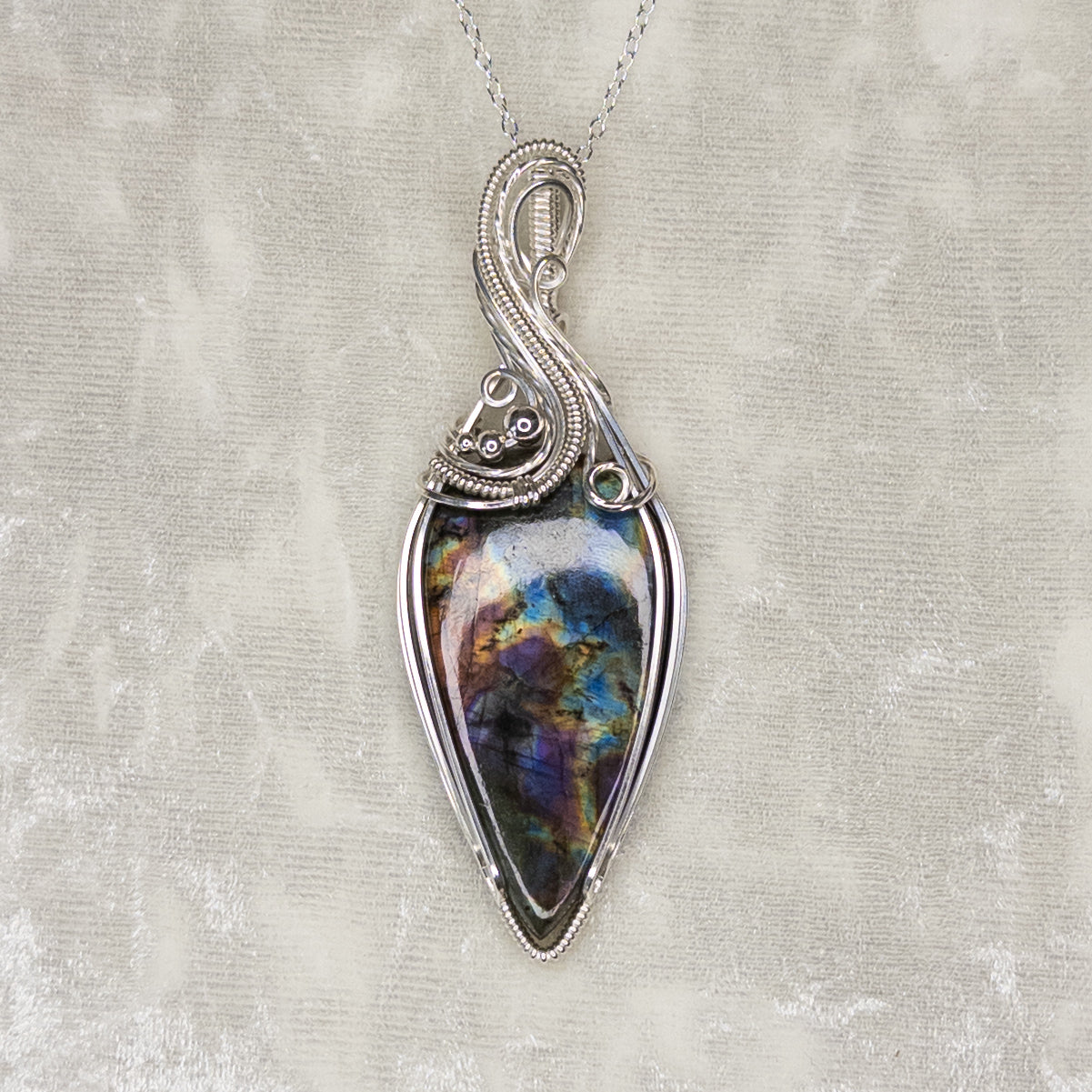Colorful Labradorite .925 Sterling Silver Pendant
