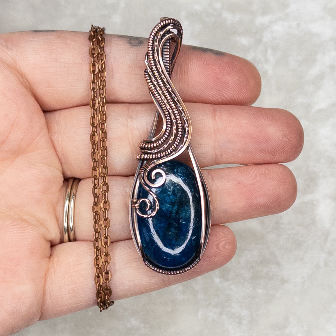 Apatite Antiqued Copper Pendant