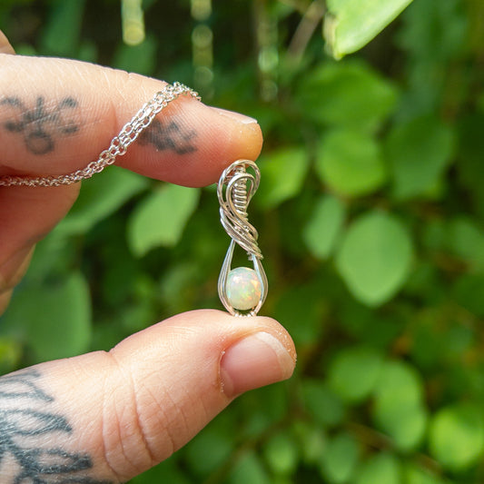 Ethiopian Opal & Sterling Silver Wrapped Pendant