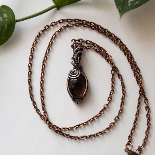 Smoky Quartz & Copper Wrapped Pendant