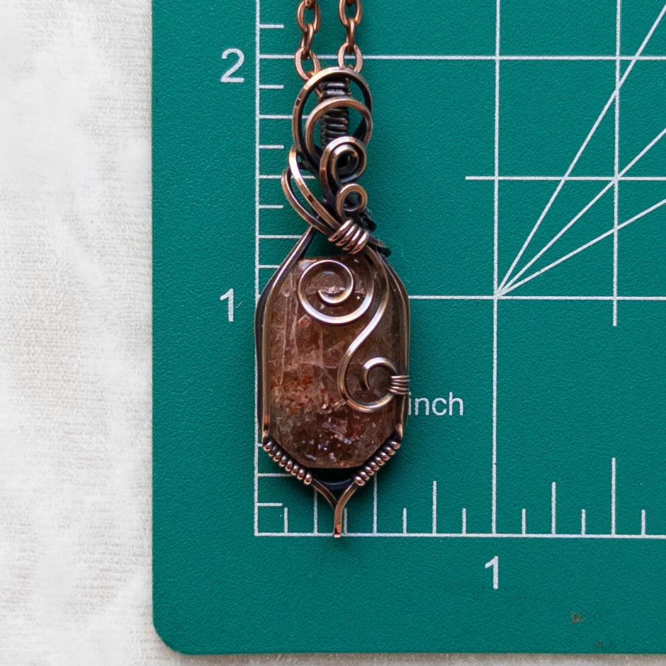 Confetti Sunstone Antiqued Copper Pendant