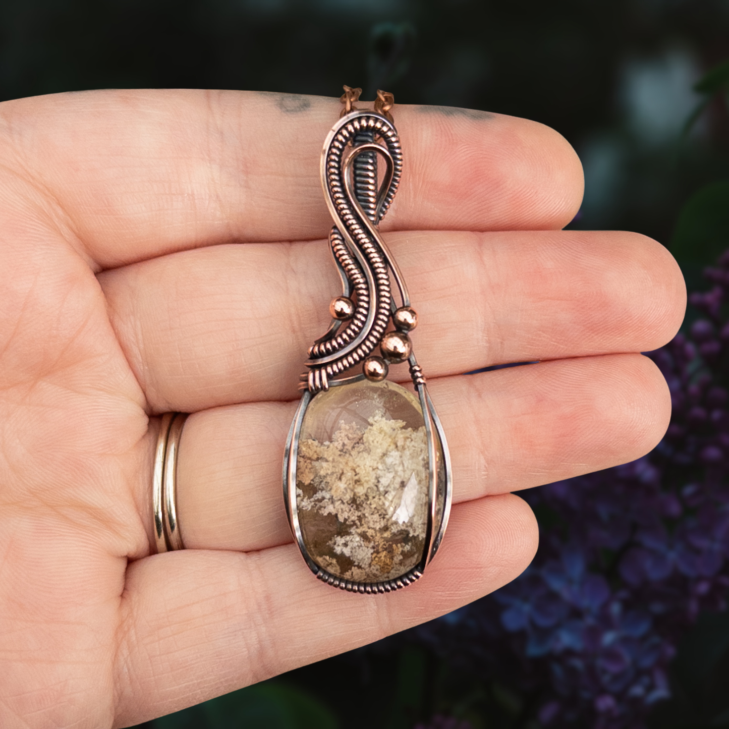 Garden Quartz Antiqued Copper Pendant