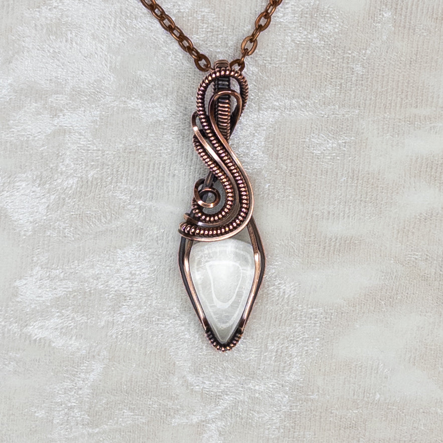 Clear Quartz Antiqued Copper Pendant