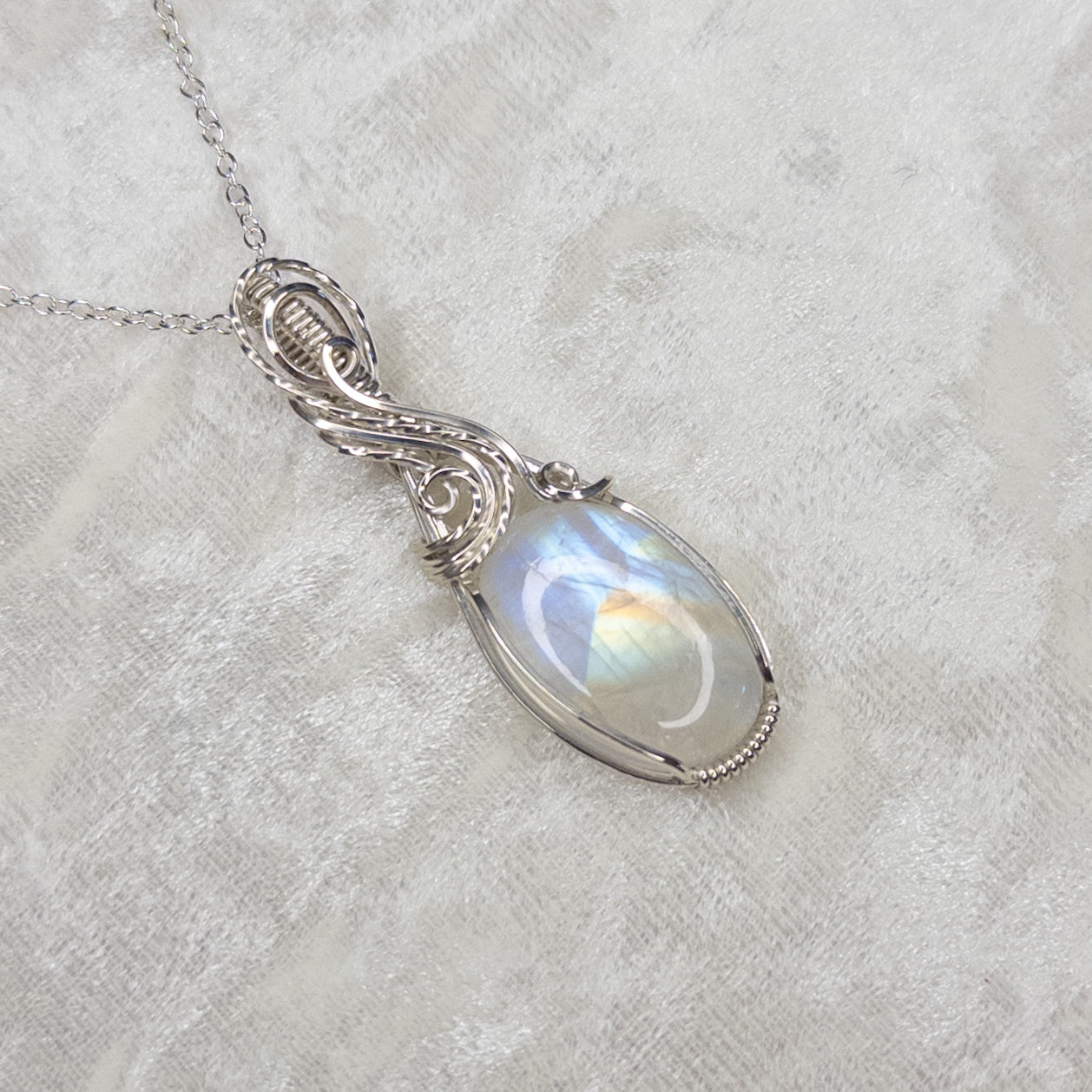 Rainbow Moonstone .925 Sterling Silver Pendant