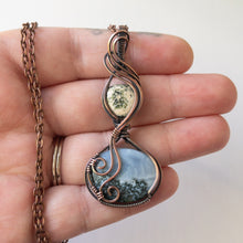 Load image into Gallery viewer, Mossy Blue Opal &amp; Ocean Jasper Copper Wrapped Pendant
