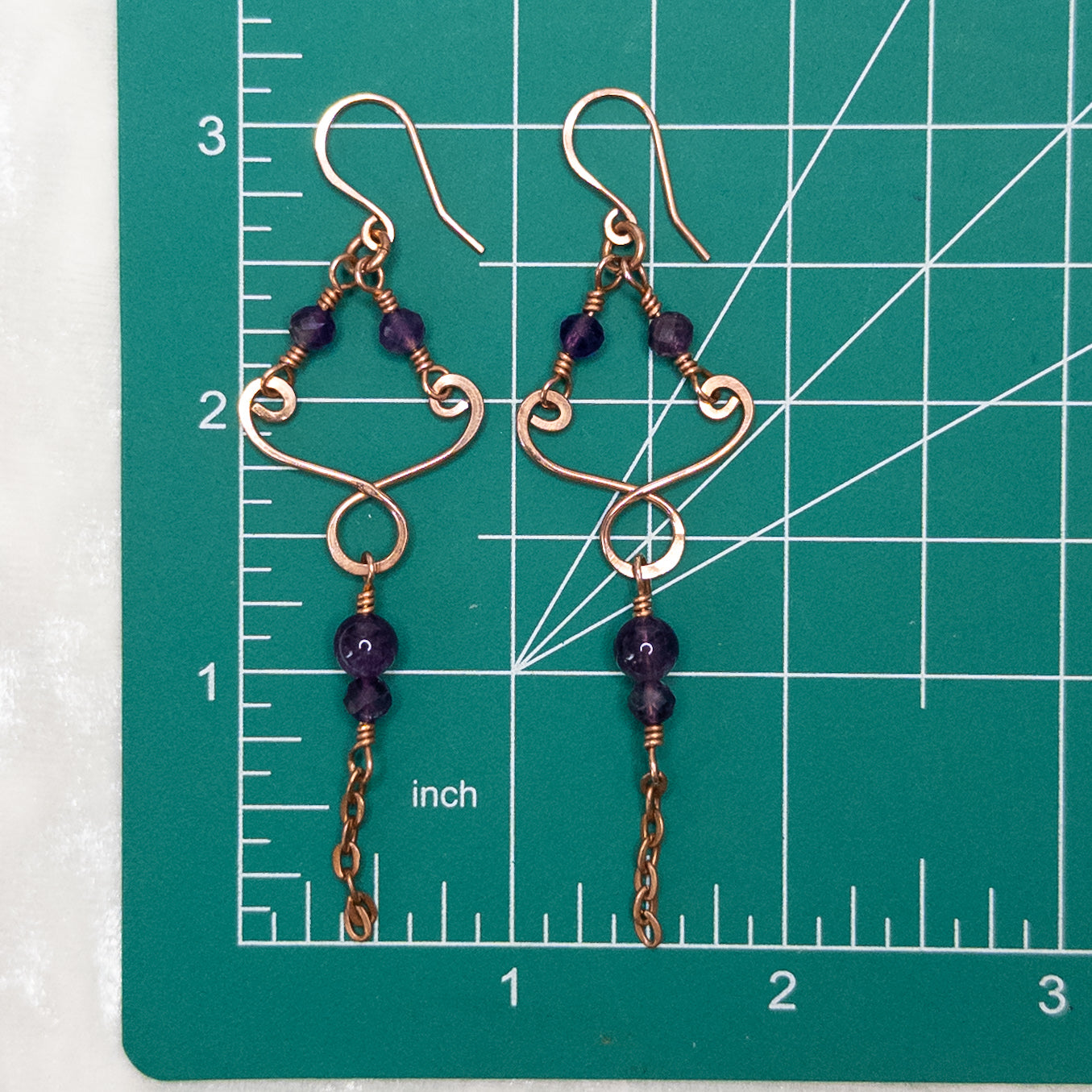 Amethyst Copper Chandelier Earrings