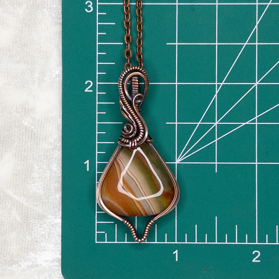 “Candy Corn” Agate Antiqued Copper Pendant