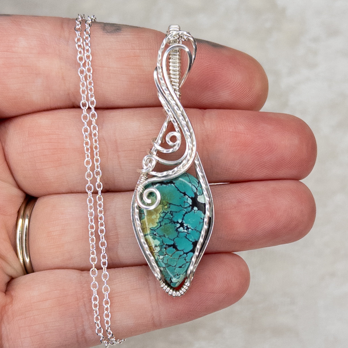Hubei Turquoise & .925 Sterling Silver Pendant