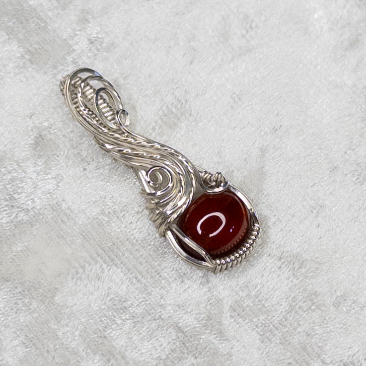 Hessonite Garnet & .925 Sterling Silver Pendant