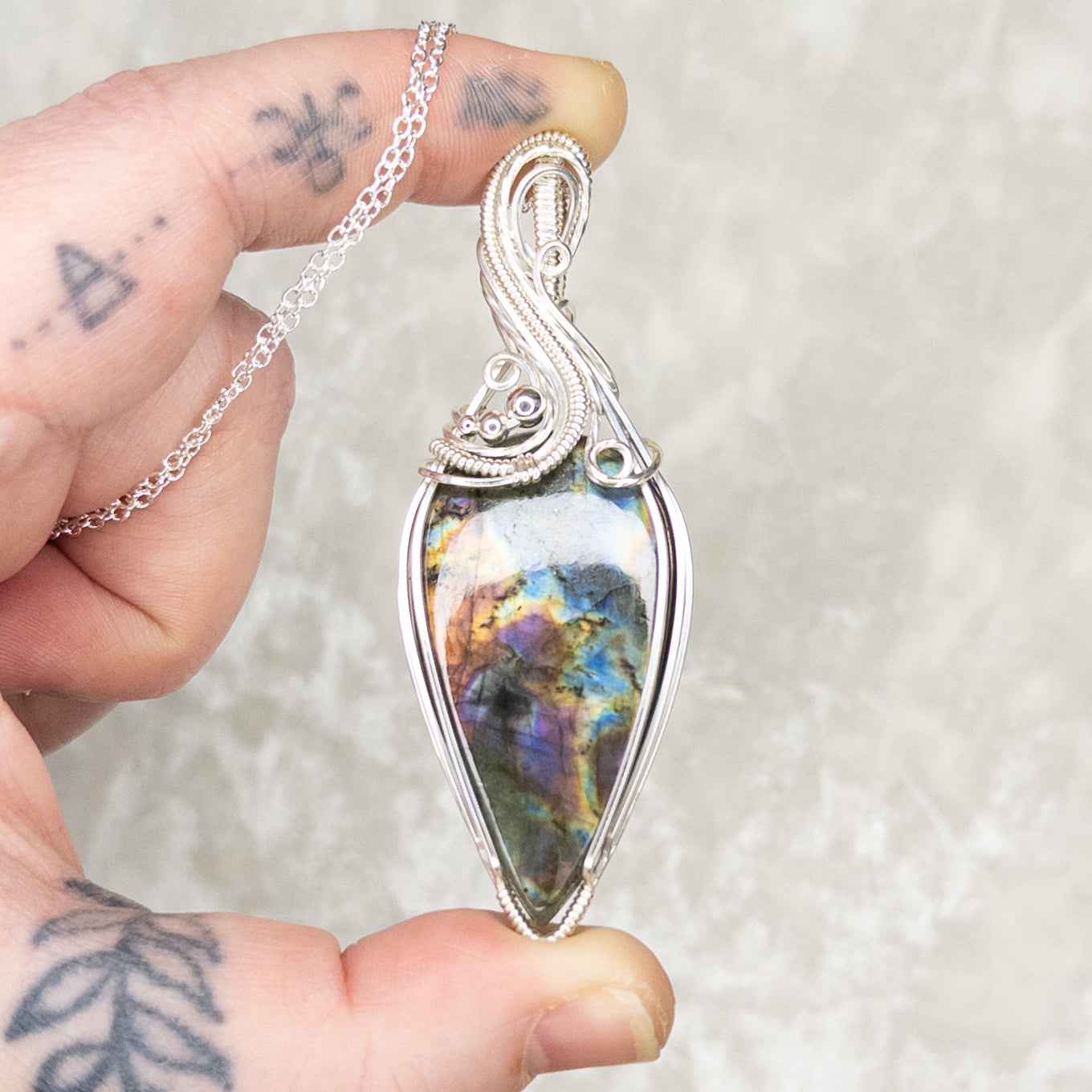 Colorful Labradorite .925 Sterling Silver Pendant