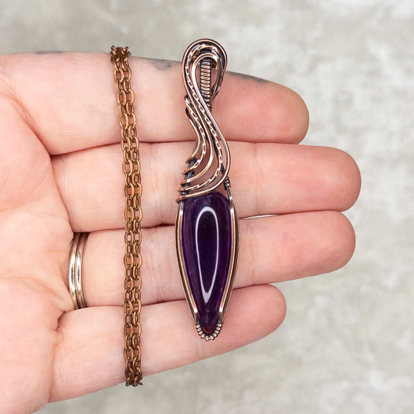 Amethyst Antiqued Copper Pendant