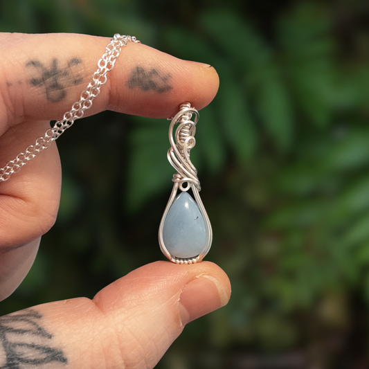 Blue Opal Sterling Silver Pendant