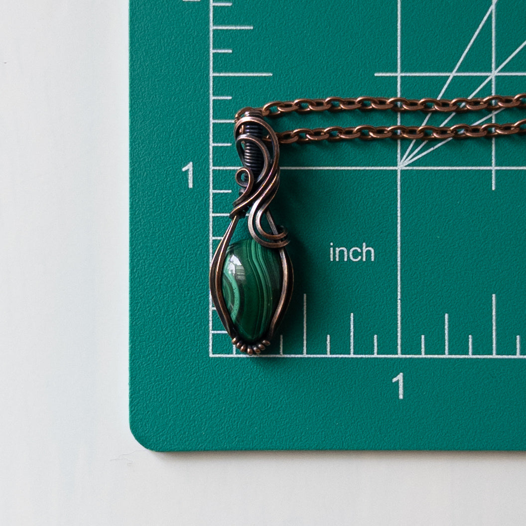 Dainty Malachite Copper Wrapped Pendant