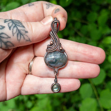 Load image into Gallery viewer, Moss Agate With Labradorite Charm Copper Wrapped Pendant
