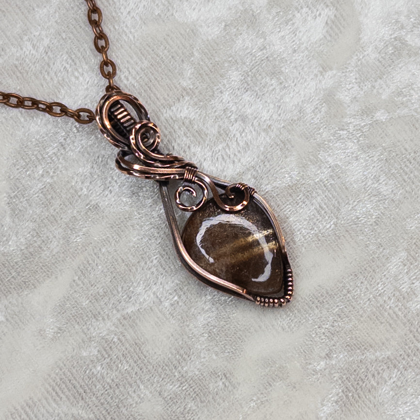 Chocolate Sunstone Antiqued Copper Pendant