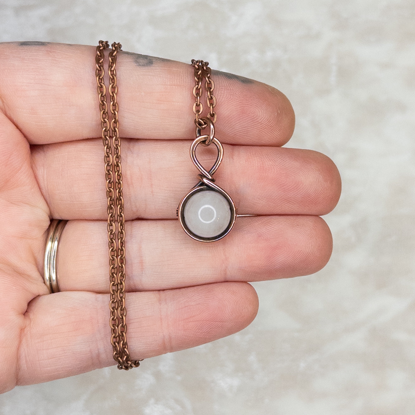 Drop Of Quartz Antiqued Copper Pendant