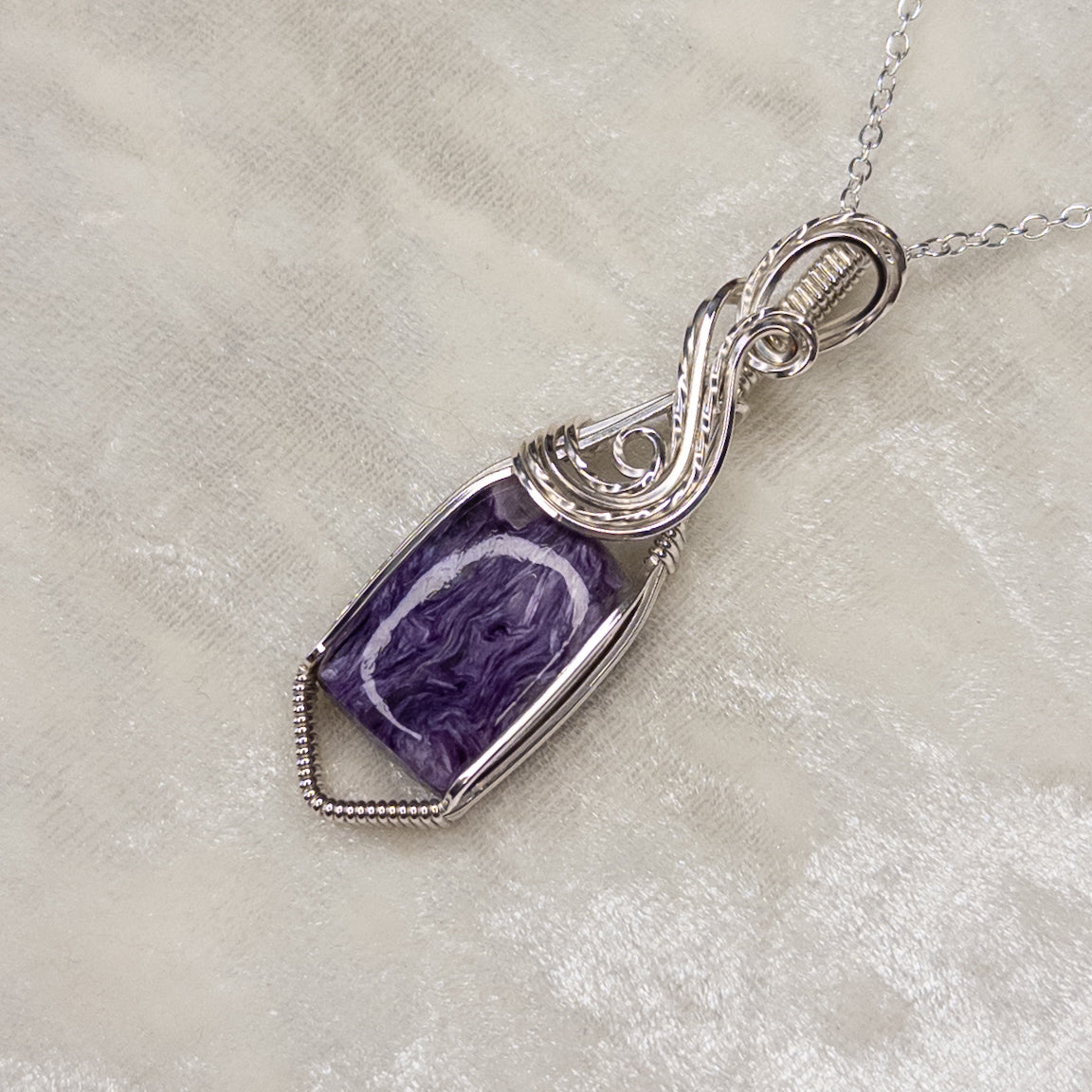 Charoite .925 Sterling Silver Pendant