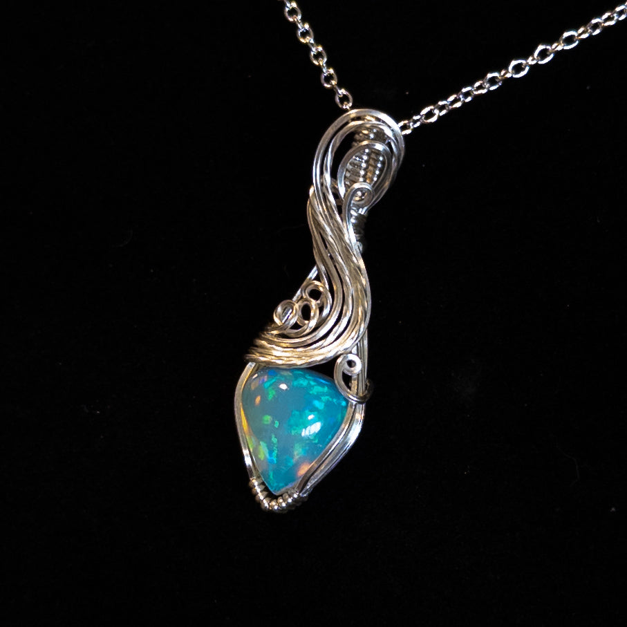 3.85ct. Ethiopian Opal & Sterling Silver Pendant