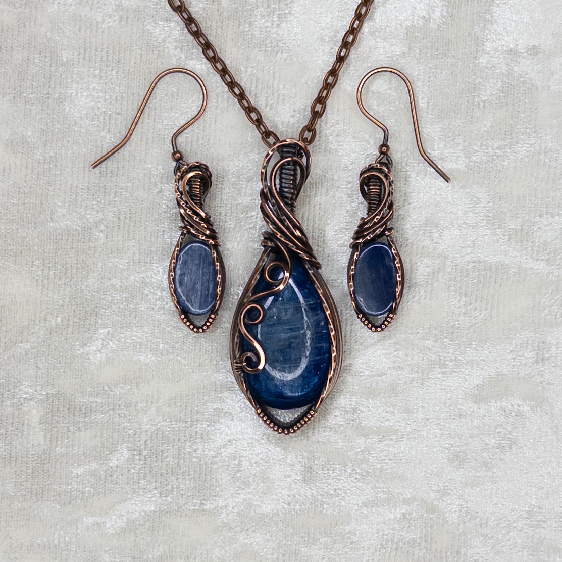 Blue Kyanite Antiqued Copper Set