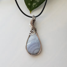 Load image into Gallery viewer, Blue Lace Agate &amp; Sterling Silver Wrapped Pendant
