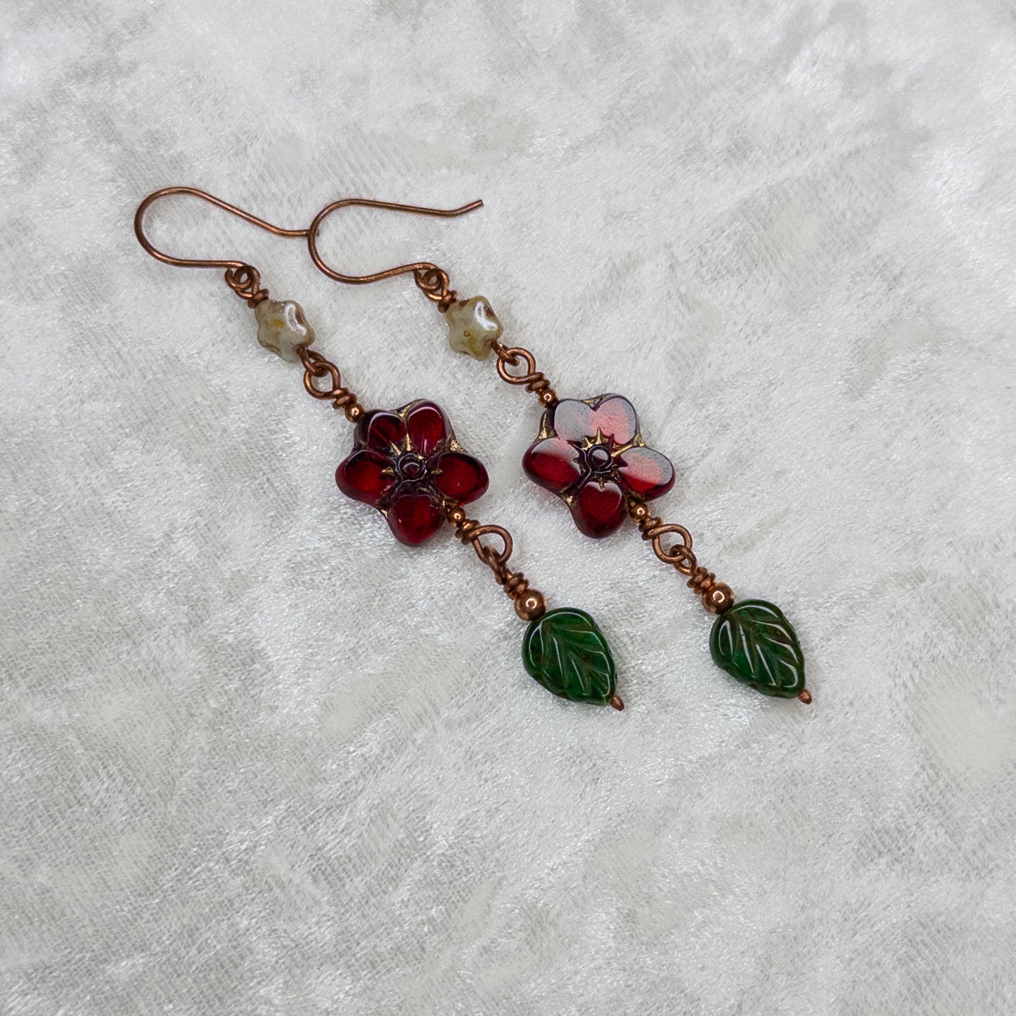 Poinsettia, Star, & Leaf Dangle Earrings