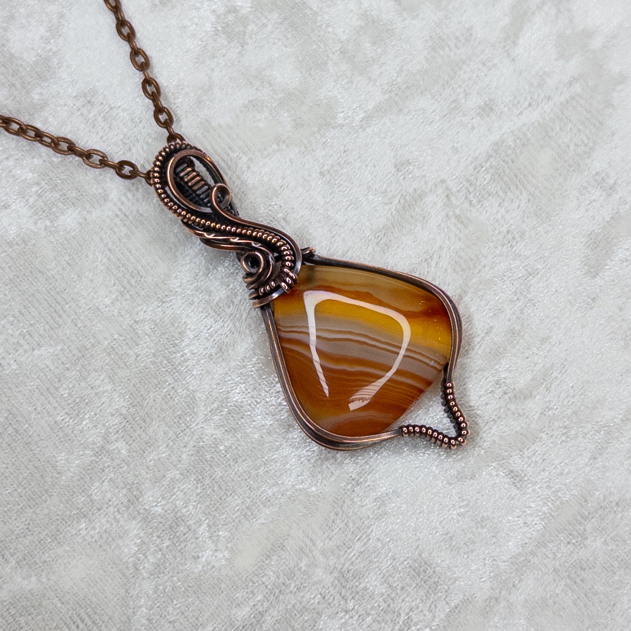 “Candy Corn” Agate Antiqued Copper Pendant