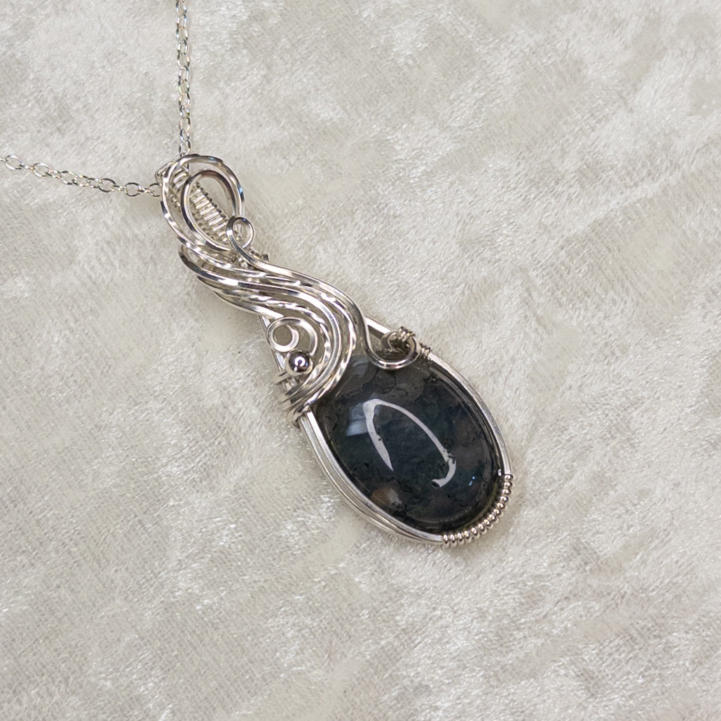 Moss Agate Sterling Silver Pendant