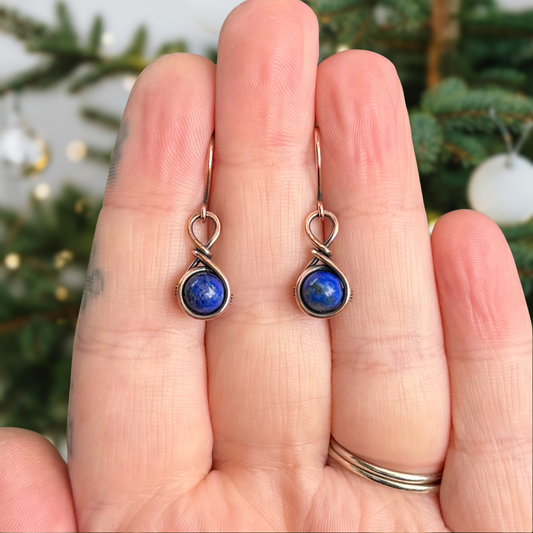 Lapis Antiqued Copper Earrings