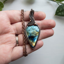 Load image into Gallery viewer, Large Labradorite Teardrop &amp; Copper Wrapped Pendant
