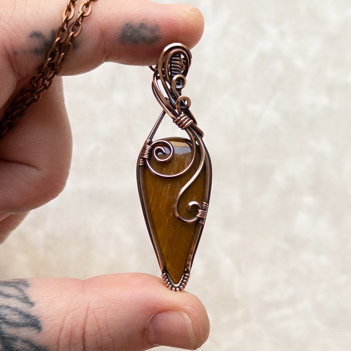Tiger’s Eye Antiqued Copper Pendant