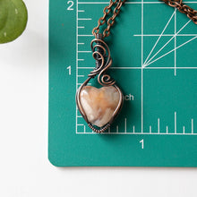 Load image into Gallery viewer, Flower Agate Heart &amp; Copper Wrapped Pendant - C
