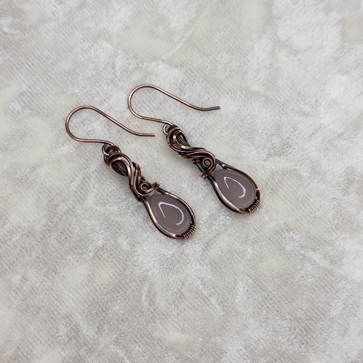 Lavender Quartz Antiqued Copper Earrings